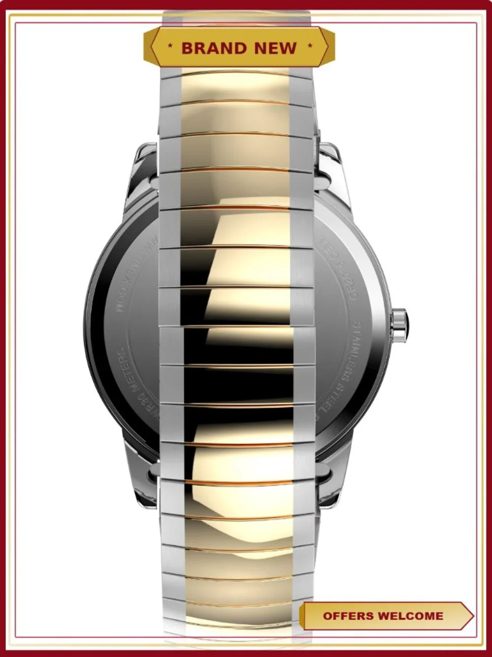 Men's Dress Two-Tone Expansion Watch Classic Easy Reader Style